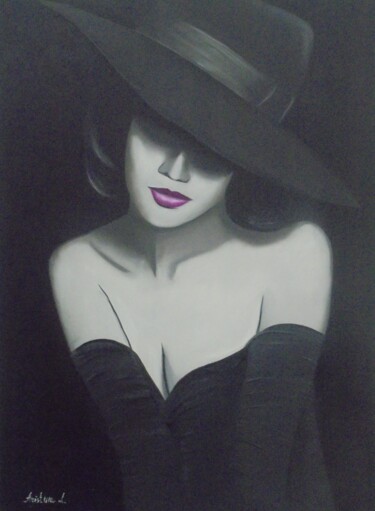 Painting titled "My purple lips" by Liubov Aristova, Original Artwork, Oil