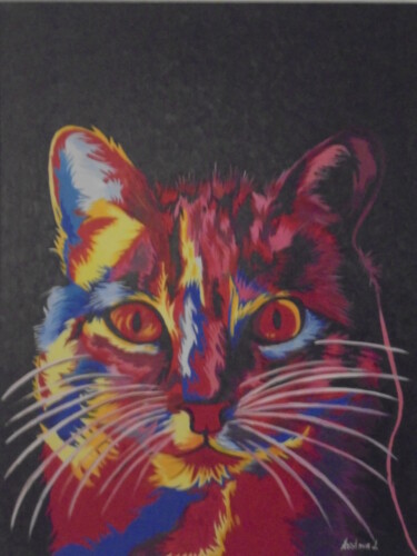Schilderij getiteld "CAT 2 POPART" door Liubov Aristova, Origineel Kunstwerk, Olie