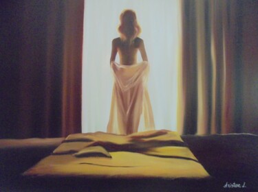 绘画 标题为“Naked woman look ou…” 由Liubov Aristova, 原创艺术品, 油