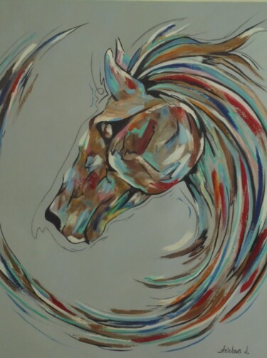 Pintura intitulada "HORSE POPART" por Liubov Aristova, Obras de arte originais, Óleo