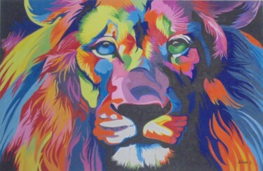 Peinture intitulée "LION 2" par Liubov Aristova, Œuvre d'art originale, Huile