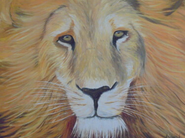 Schilderij getiteld "LION 3" door Liubov Aristova, Origineel Kunstwerk, Olie