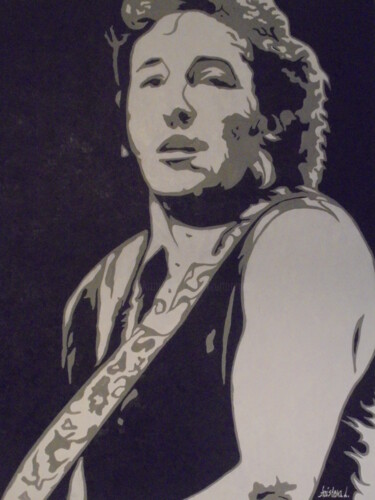 Painting titled "Bruce Springsteen" by Liubov Aristova, Original Artwork, Oil