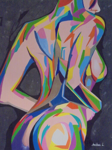 Schilderij getiteld "TORSO WOMAN POPART" door Liubov Aristova, Origineel Kunstwerk, Olie