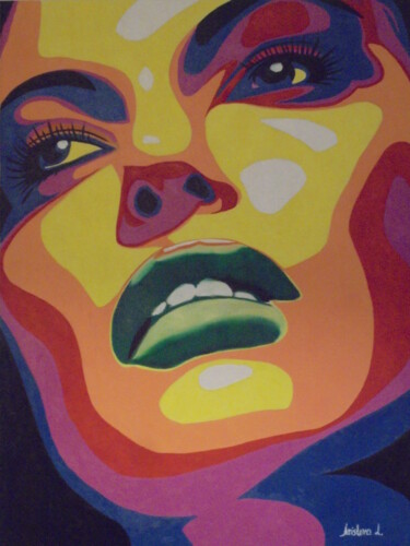 Pintura intitulada "FACE 2 POPART" por Liubov Aristova, Obras de arte originais, Óleo