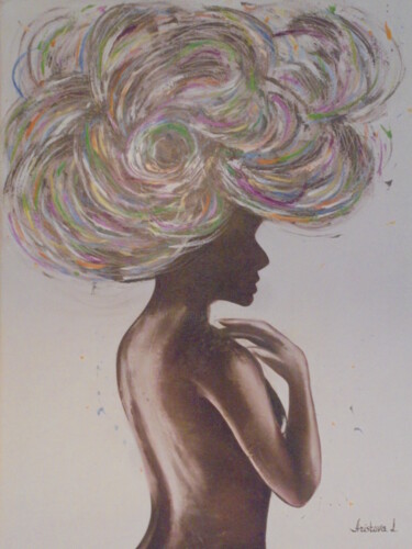 Pittura intitolato "FANTASY HAIR STYLE…" da Liubov Aristova, Opera d'arte originale, Olio