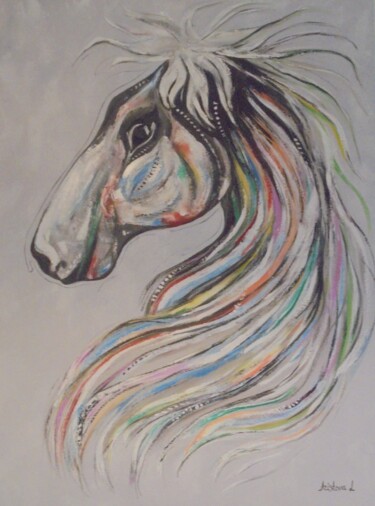 Schilderij getiteld "HORSE ABSTRACT" door Liubov Aristova, Origineel Kunstwerk, Olie