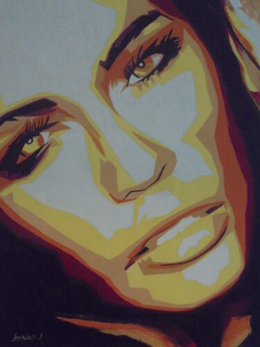 Pintura intitulada "POPART FACE 3" por Liubov Aristova, Obras de arte originais, Óleo