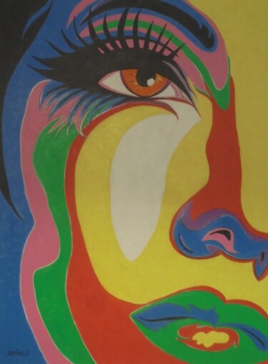 Malerei mit dem Titel "POPART FACE 4" von Liubov Aristova, Original-Kunstwerk, Öl