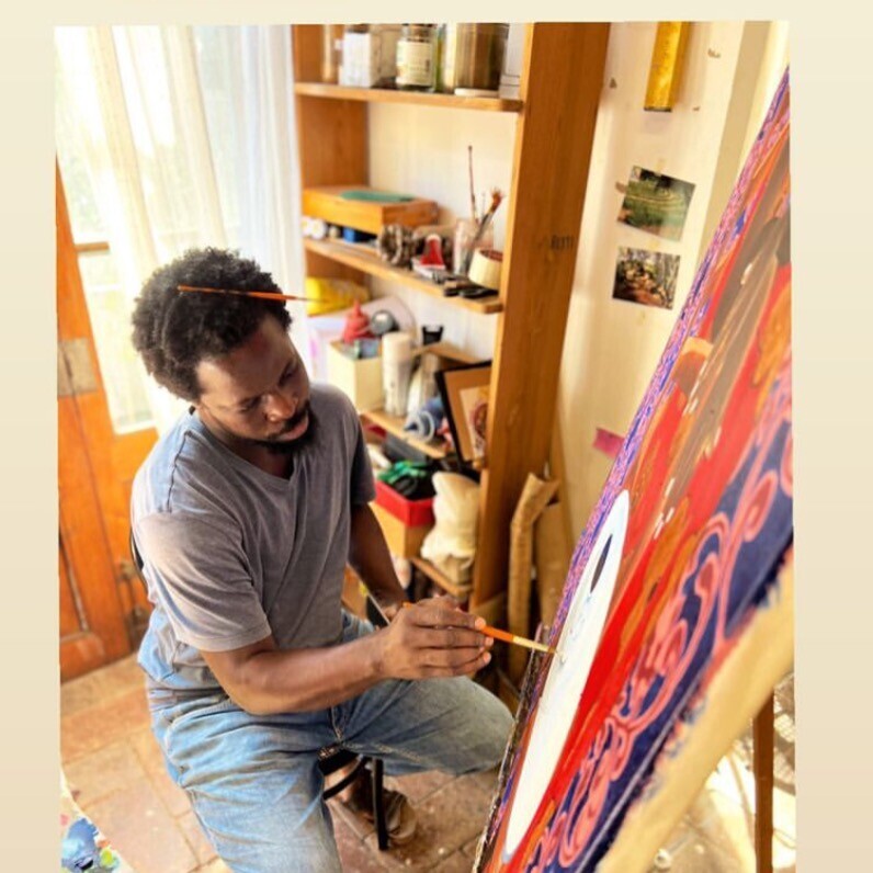 Abiodun Ogunfowodu - The artist at work