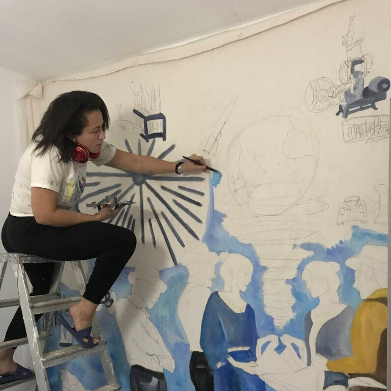 Adriana Betancourt - El artista trabajando
