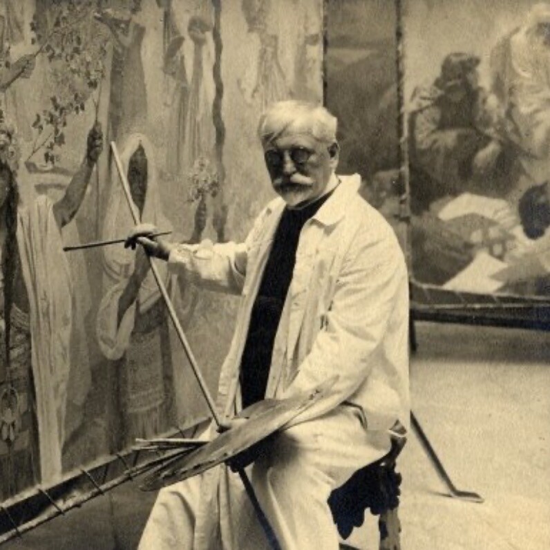 Alphonse Mucha - Художник за работой