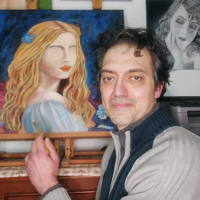 Angelo Arcamone - L'artista al lavoro