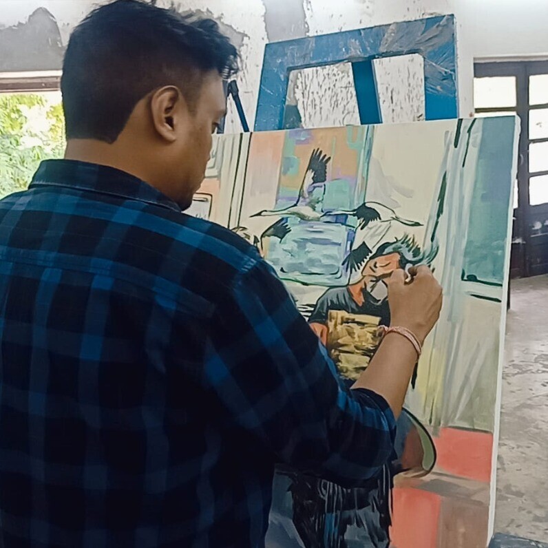 Anshu Prithvi Kumar (Anshu) - The artist at work