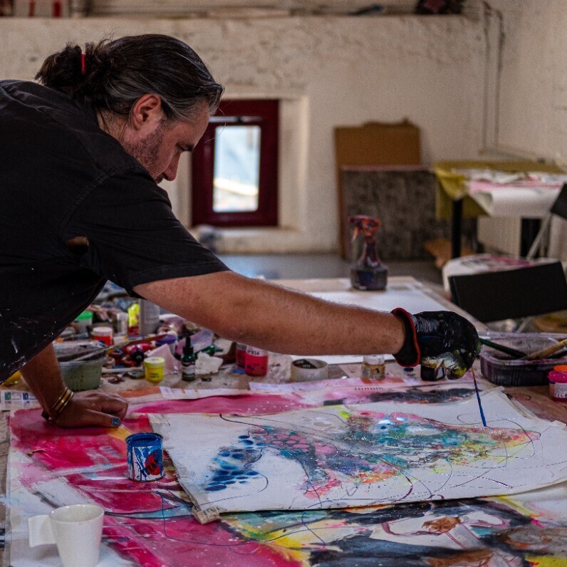 Jaume Muñoz - El artista trabajando