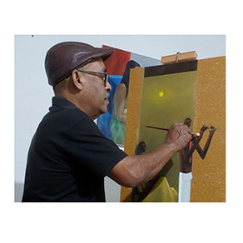 Basil Cooray - The artist at work