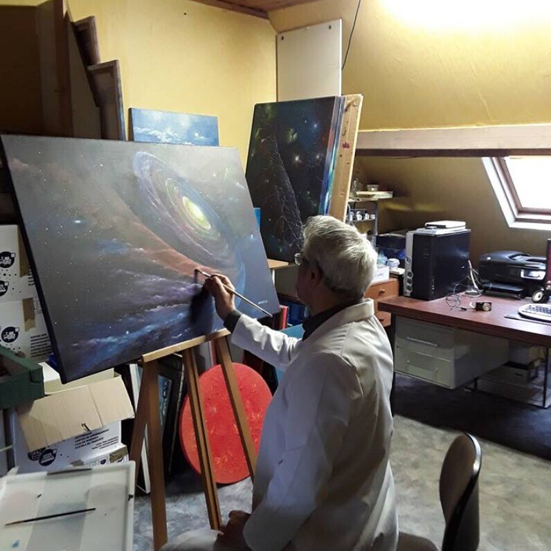 Carreno Antonio" Le Peintre Des Étoiles" - L'artiste au travail