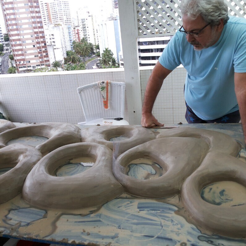 Celso Cunha Neto - El artista trabajando