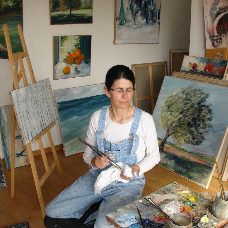 Claudine Pochat - De kunstenaar aan het werk