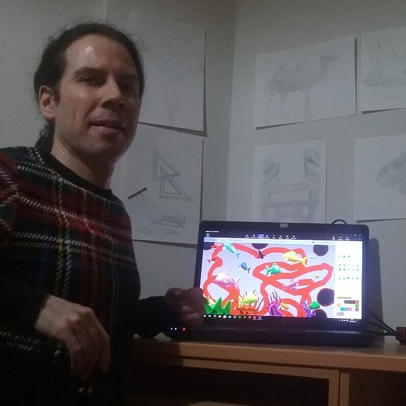 Diego Calvo García - El artista trabajando