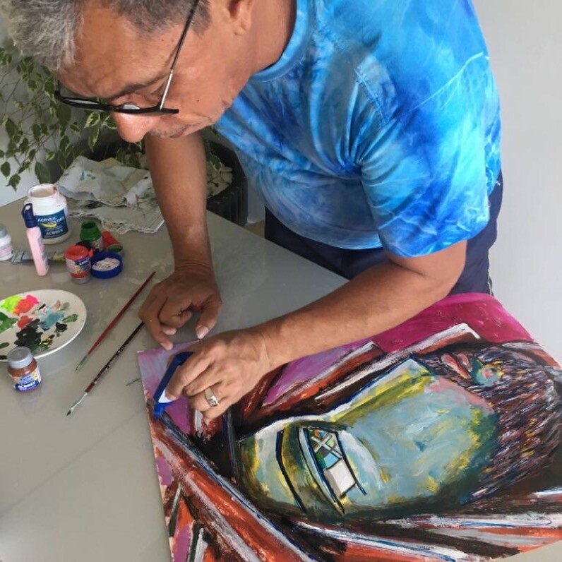 Edmar Gonçalves - O artista no trabalho