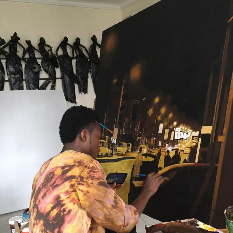 Emmanuel Eweje - The artist at work