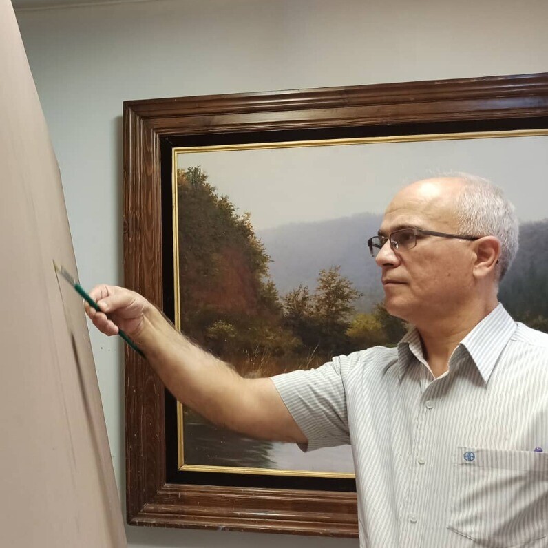 Faramarz Mokhtarpour - The artist at work