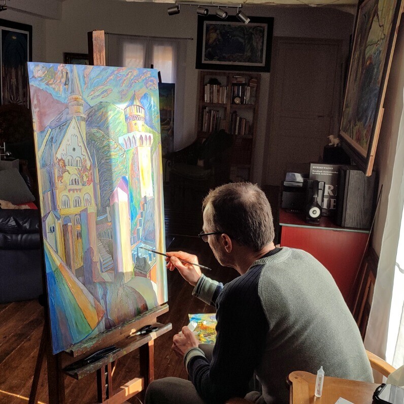 Gil Oliveres - De kunstenaar aan het werk