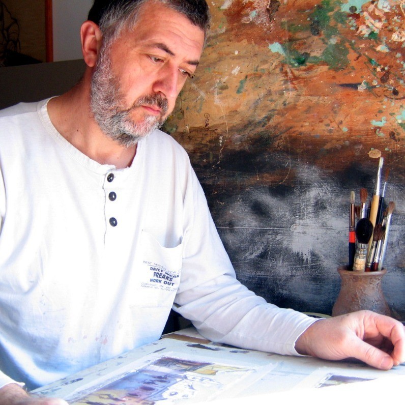 Goran Žigolić (watercolors) - The artist at work