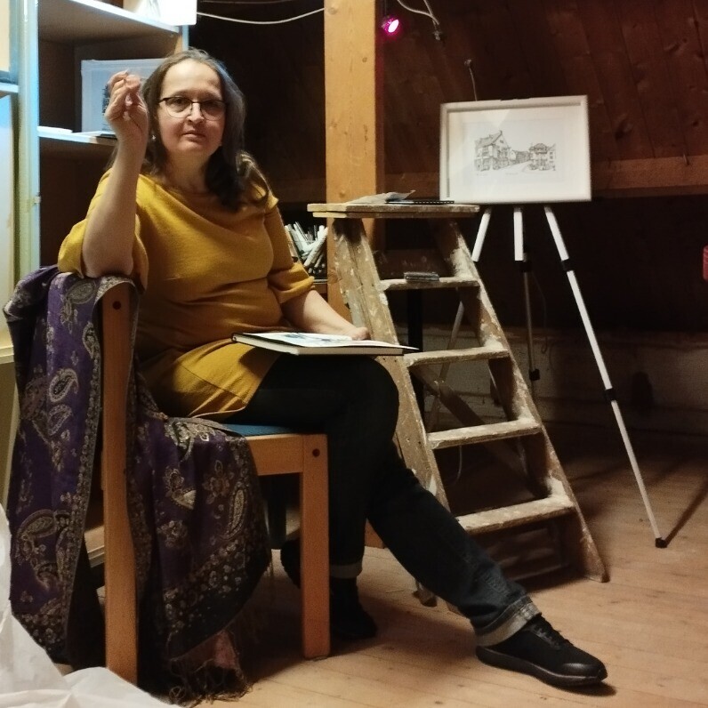 Hanna Chervonna - The artist at work