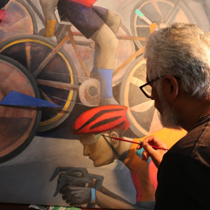 Hector Acevedo - El artista trabajando