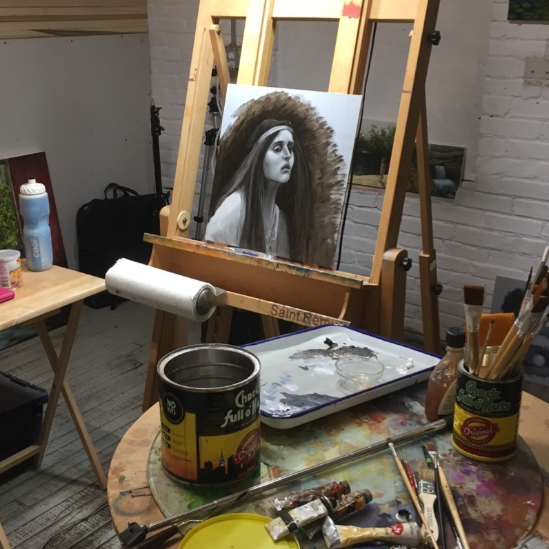 Hilary J England - The artist at work