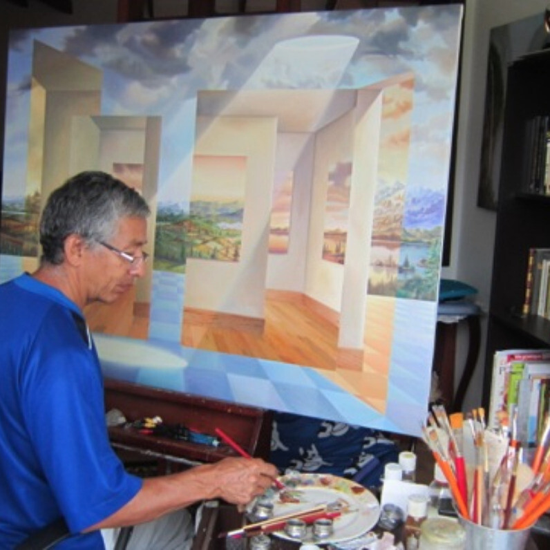 Homero Aguilar - The artist at work