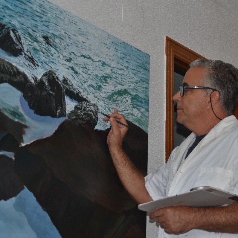 Jose Manuel Muñoz Serrano (oleoserrano) - El artista trabajando