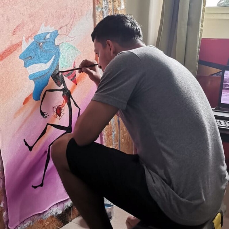 Jose Rosario - El artista trabajando