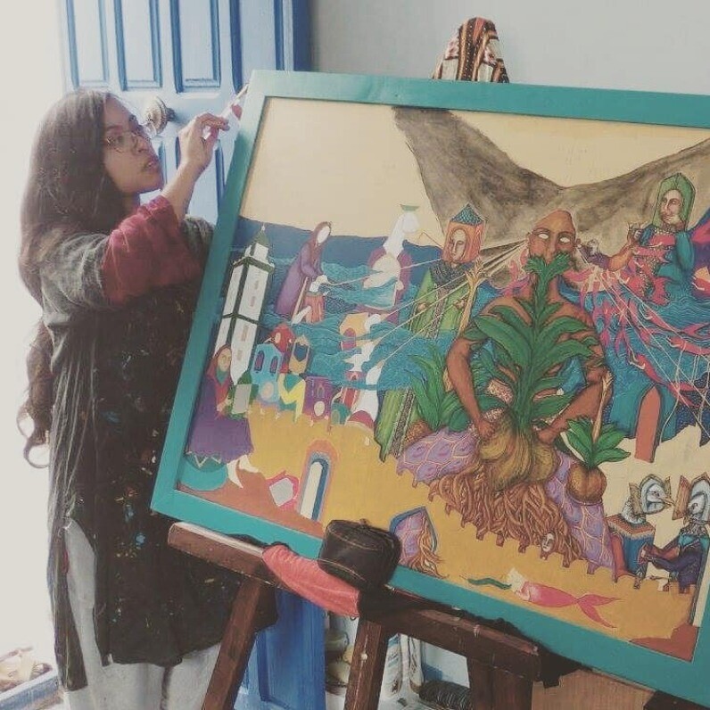 Juana Sabina Ortega - The artist at work