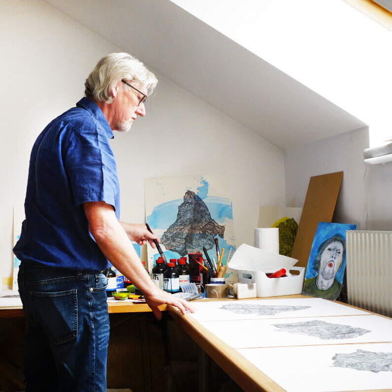Thomas Kröswang - Der Künstler bei der Arbeit