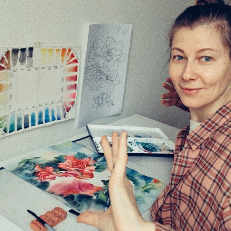 Maryna Slizinova - El artista trabajando