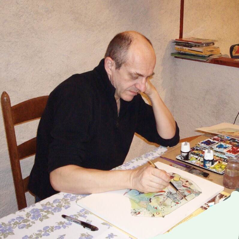 Michel Delvingt - El artista trabajando
