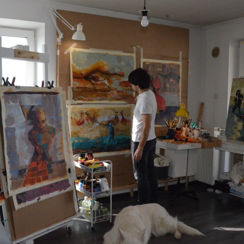 Mihai Voinescu (Cetinode) - The artist at work