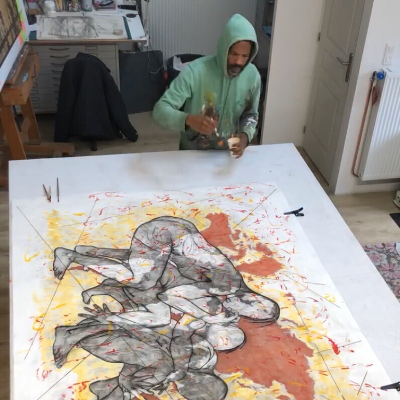 Nelson Gomes Teixeira - L'artista al lavoro
