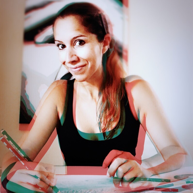 Olivia Caballero González - El artista trabajando