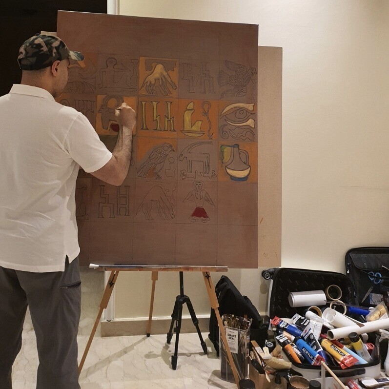 Omar Yousef Alrashed - The artist at work