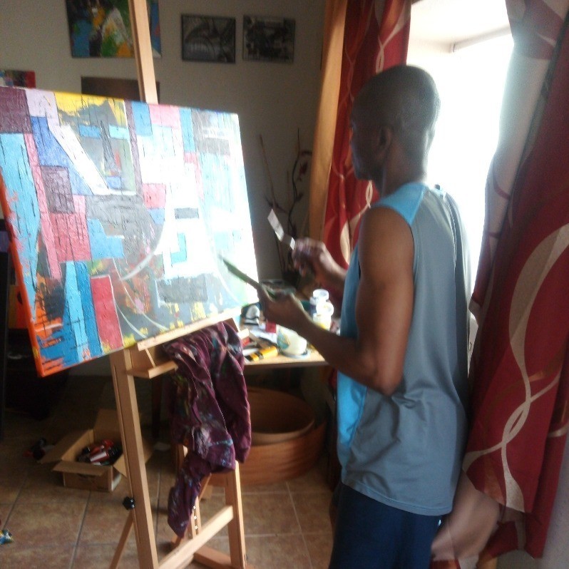 Oluseyi Soyege - The artist at work