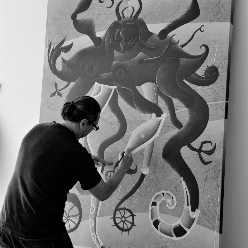 Oscar Barra - The artist at work