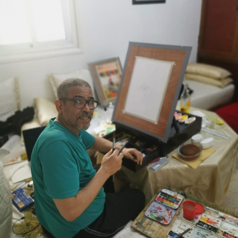 Oussama Asri - The artist at work