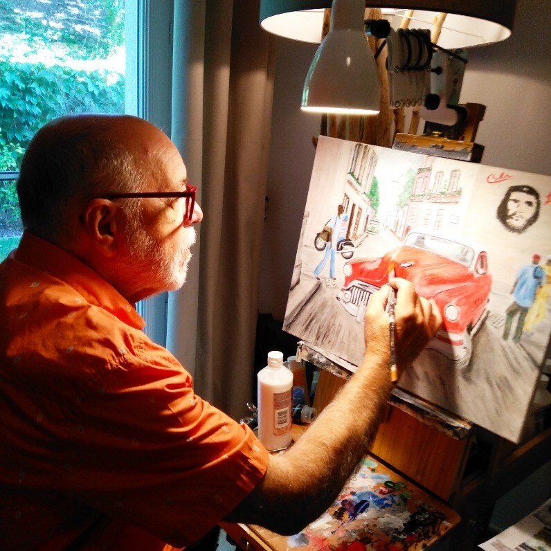Pedro Bujeque (Rey) - The artist at work