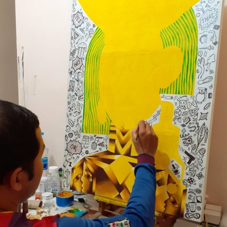 Piyawat Sangkaw - The artist at work