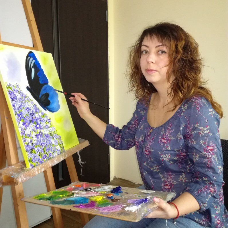 Plakhotnyk Nataliia - El artista trabajando