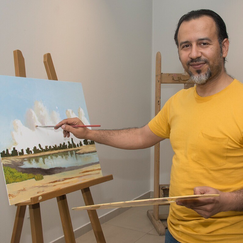 Qusay Alawami - The artist at work